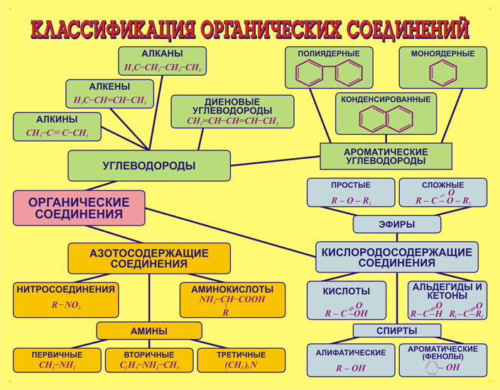 Рассмотрите предложенную схему классификации органических соединений